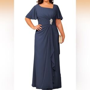 Elegant Navy Blue Evening Dress Mother of Bride Groom